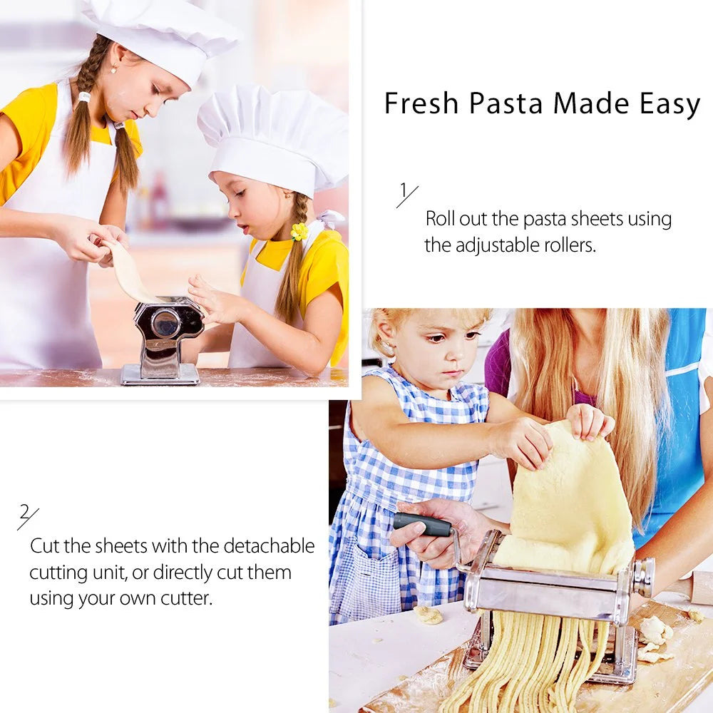 Pasta Machine, 9 Adjustable Thickness Settings Pasta Maker 150 Roller Noodles Maker