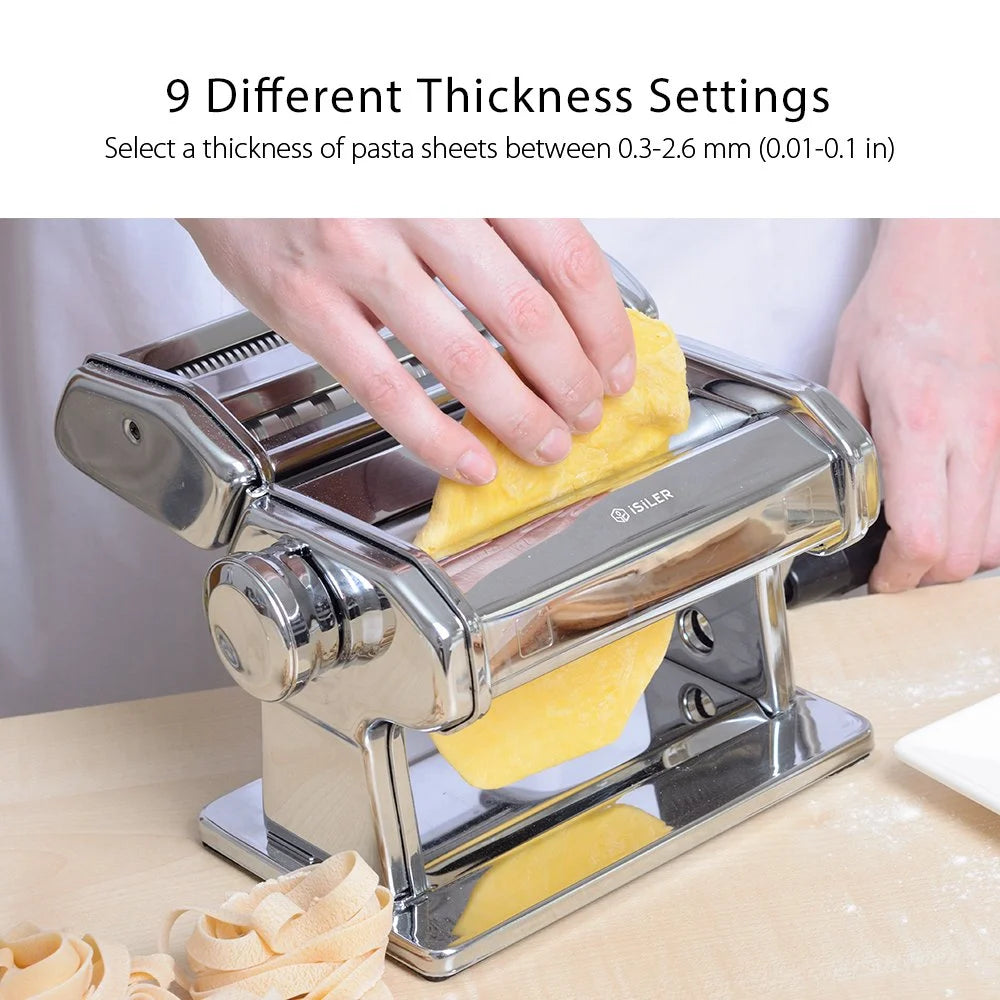 Pasta Machine, 9 Adjustable Thickness Settings Pasta Maker 150 Roller Noodles Maker