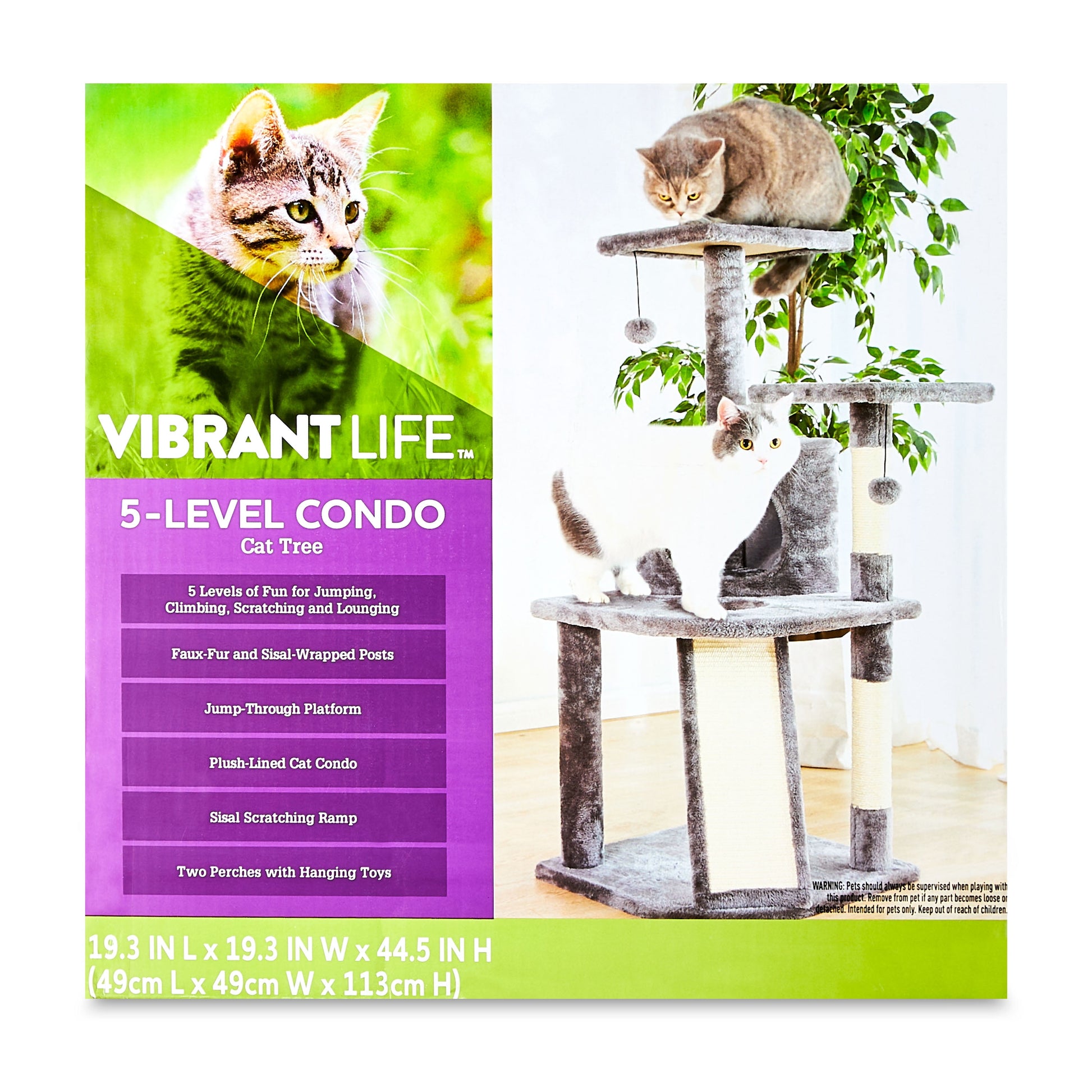 5- Level Multi-Functional Cat Tree & Condo, Gray, 45"