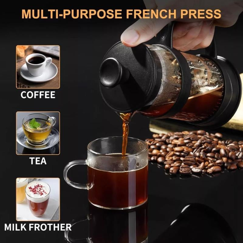 French Press Coffee/Tea Maker, Camping Mini Coffee/Tea Press of 304 Stainless St Filter Glass