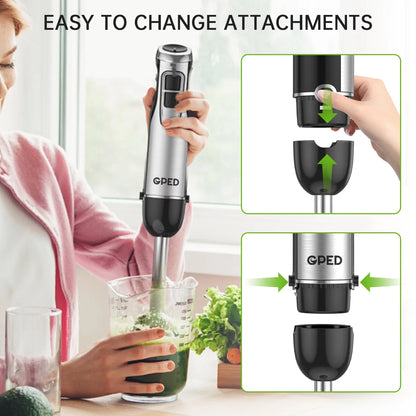 Hand Blender, 5-In-1 Immersion Hand Blender,12 Speed Turbo Mode Stick Blender for Make Smoothie, Milk Shakes,Juice ,Sauces