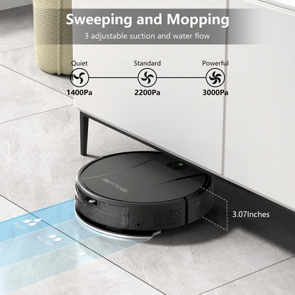 Robot Vacuum and Mop Combo with 3000Pa Suction,App/Remote/Voice Control,Ideal for Pet Hair C2