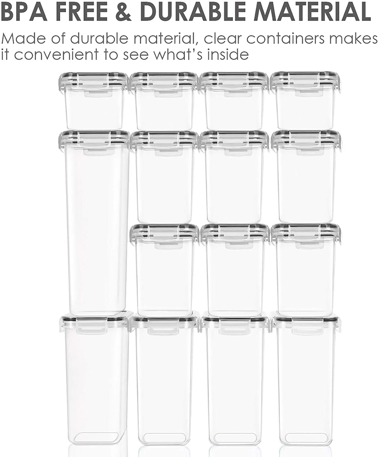 15 Packs Airtight Food Storage Containers Set with Lids, Kitchen Pantry Organization and BPA Free Plastic Canisters Include 24 Labels by