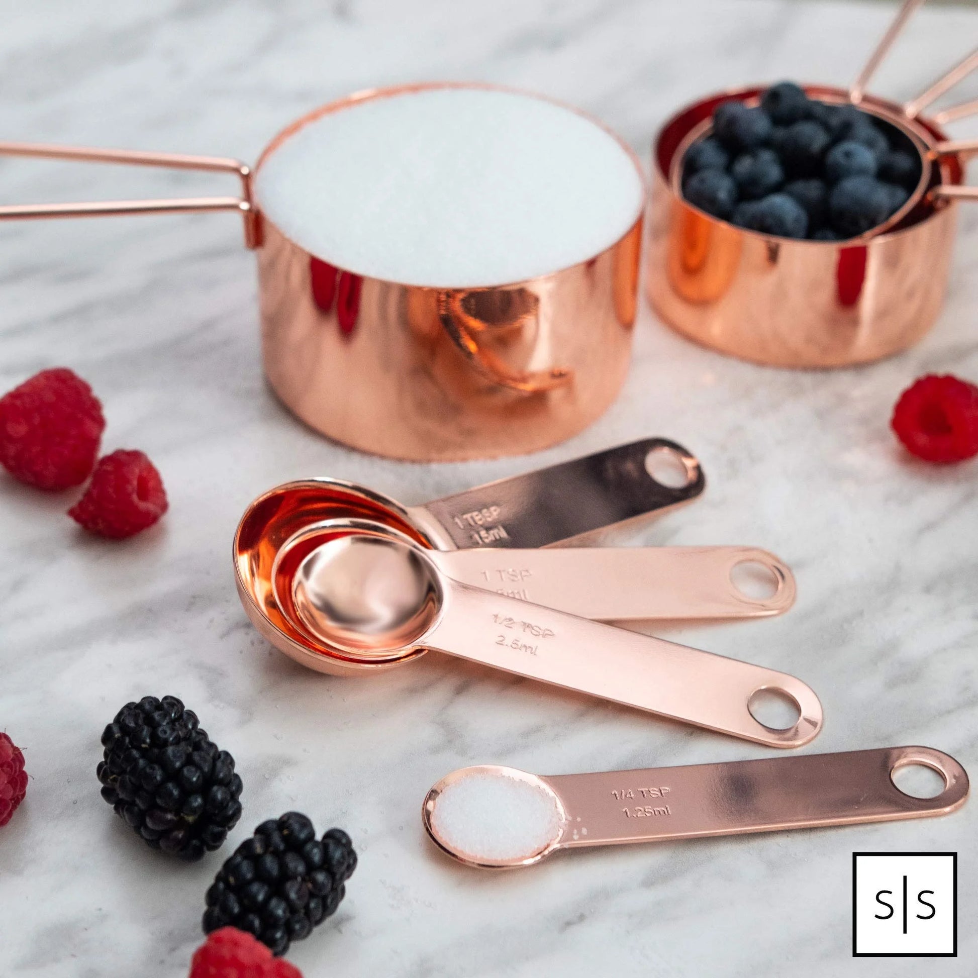 Copper Stainless Steel Measuring Cups and Spoons Set