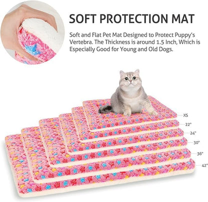 Dog Bed Crate Pad Ultra Soft Pet Bed with Cute Star Print Washable Crate Mat for Large Medium Small Dogs Reversible Fleece Dog Crate Kennel Mat Cat Bed Liner 29 X 21 Inch Pink