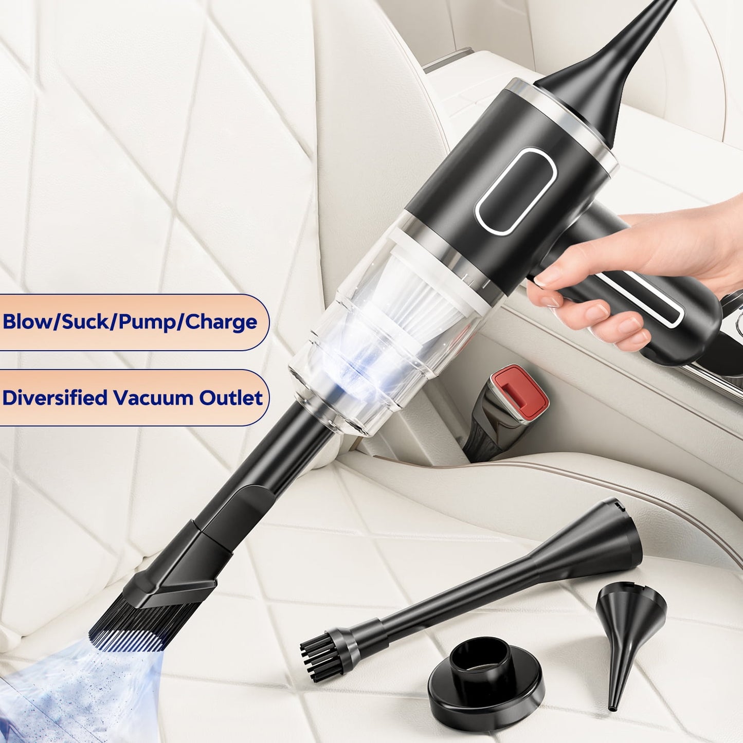 Handheld Vacuum Cordless, 29000PA Powerful Car Vacuum Cleaner, 120W Mini Rechargeable Hand Held Vacuum, Hand Held Vacuum with Strong Suction Bug Sucker for Home, Pet Hair, Car, Black