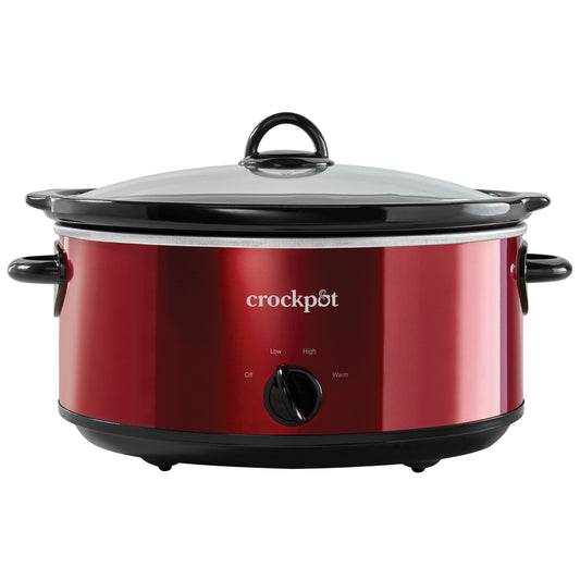 7-Quart Manual Slow Cooker, Red Stainless Steel