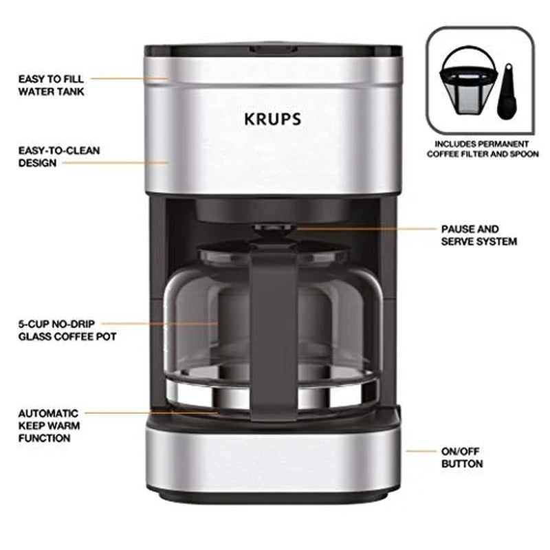 Simply Brew 5 Cup Coffee Maker, Stainless Steel Coffee Maker, KM202850