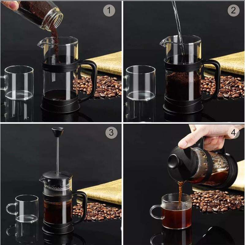 French Press Coffee/Tea Maker, Camping Mini Coffee/Tea Press of 304 Stainless St Filter Glass