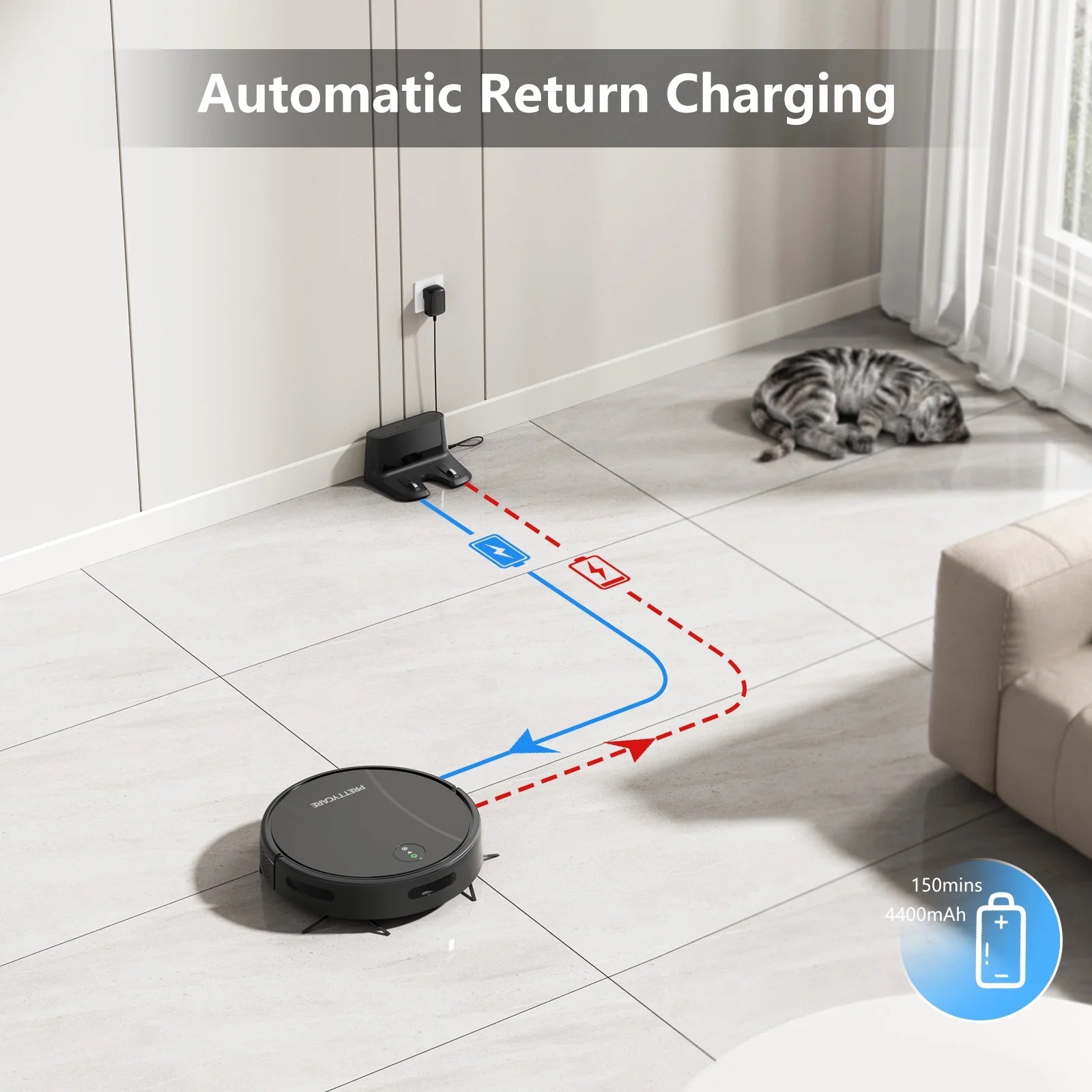 Robot Vacuum and Mop Combo with 3000Pa Suction,App/Remote/Voice Control,Ideal for Pet Hair C2