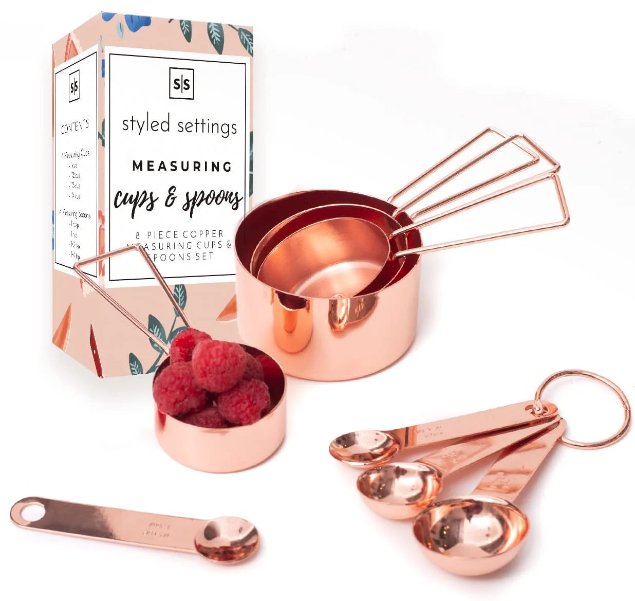 Copper Stainless Steel Measuring Cups and Spoons Set