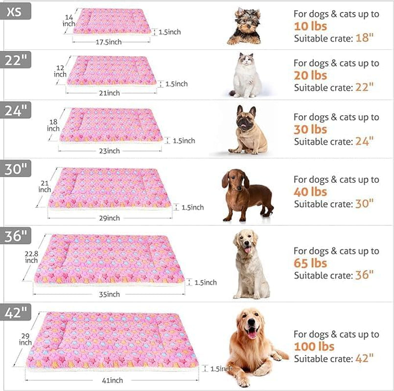 Dog Bed Crate Pad Ultra Soft Pet Bed with Cute Star Print Washable Crate Mat for Large Medium Small Dogs Reversible Fleece Dog Crate Kennel Mat Cat Bed Liner 29 X 21 Inch Pink