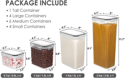 15 Packs Airtight Food Storage Containers Set with Lids, Kitchen Pantry Organization and BPA Free Plastic Canisters Include 24 Labels by