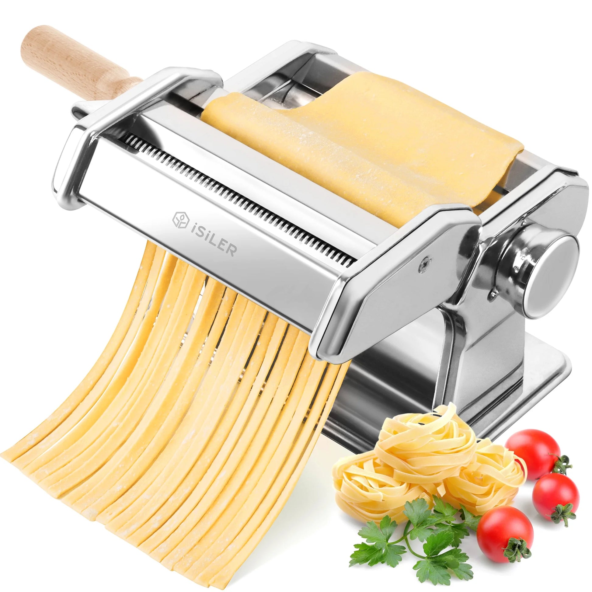 Pasta Machine,  9 Adjustable Thickness Settings Pasta Maker 150 Roller Noodles Maker